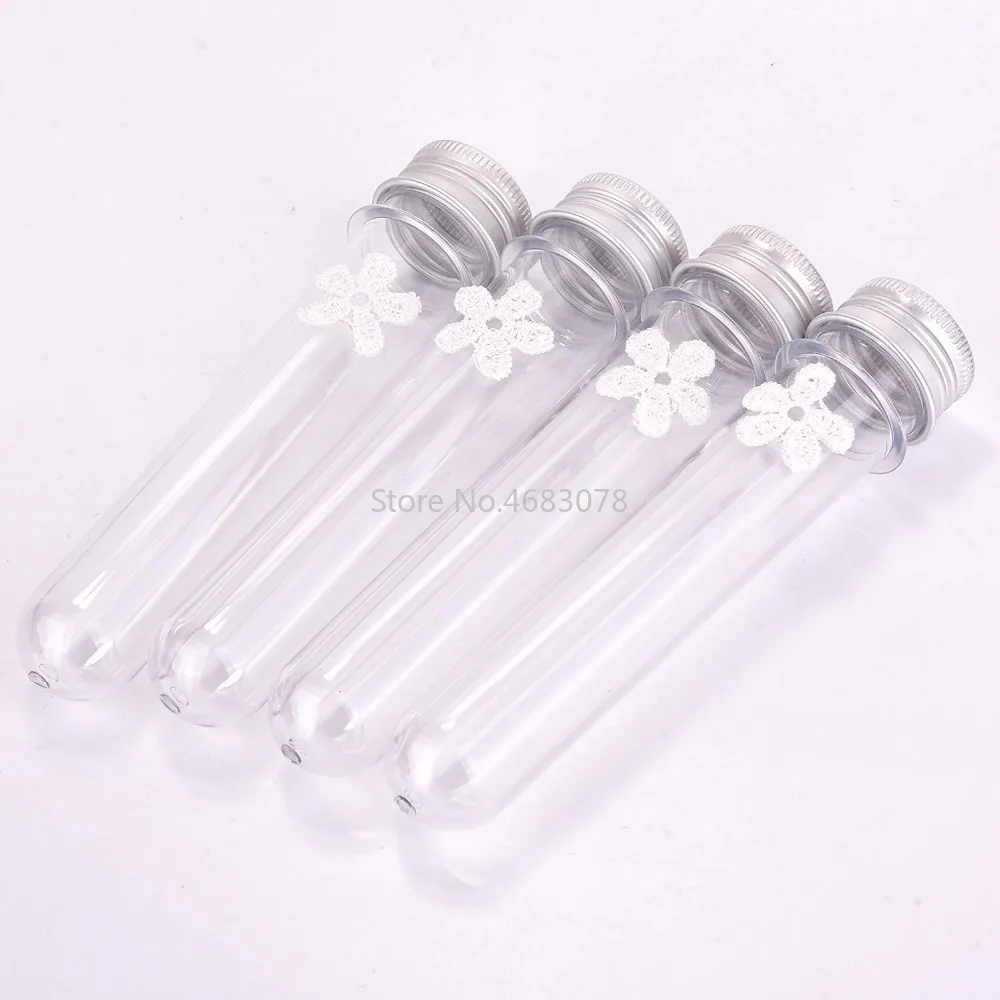 4pcs 30ml Excellent Plastic Transparent Test Tubes With Aluminum Cap Bottles School Supplies Lab Equipments 25x110mm