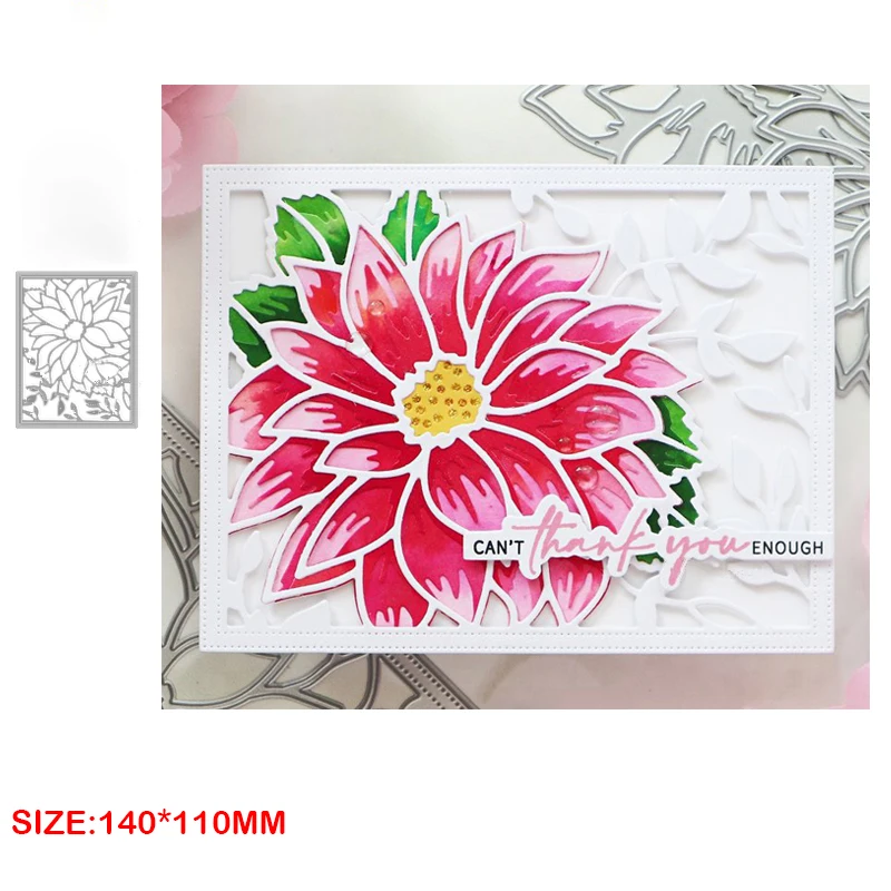 

2024 New Flower Background Frame Metal Cutting Dies For Scropbooking Card Making Rectangle Stencils Decor Model Paper Crafts