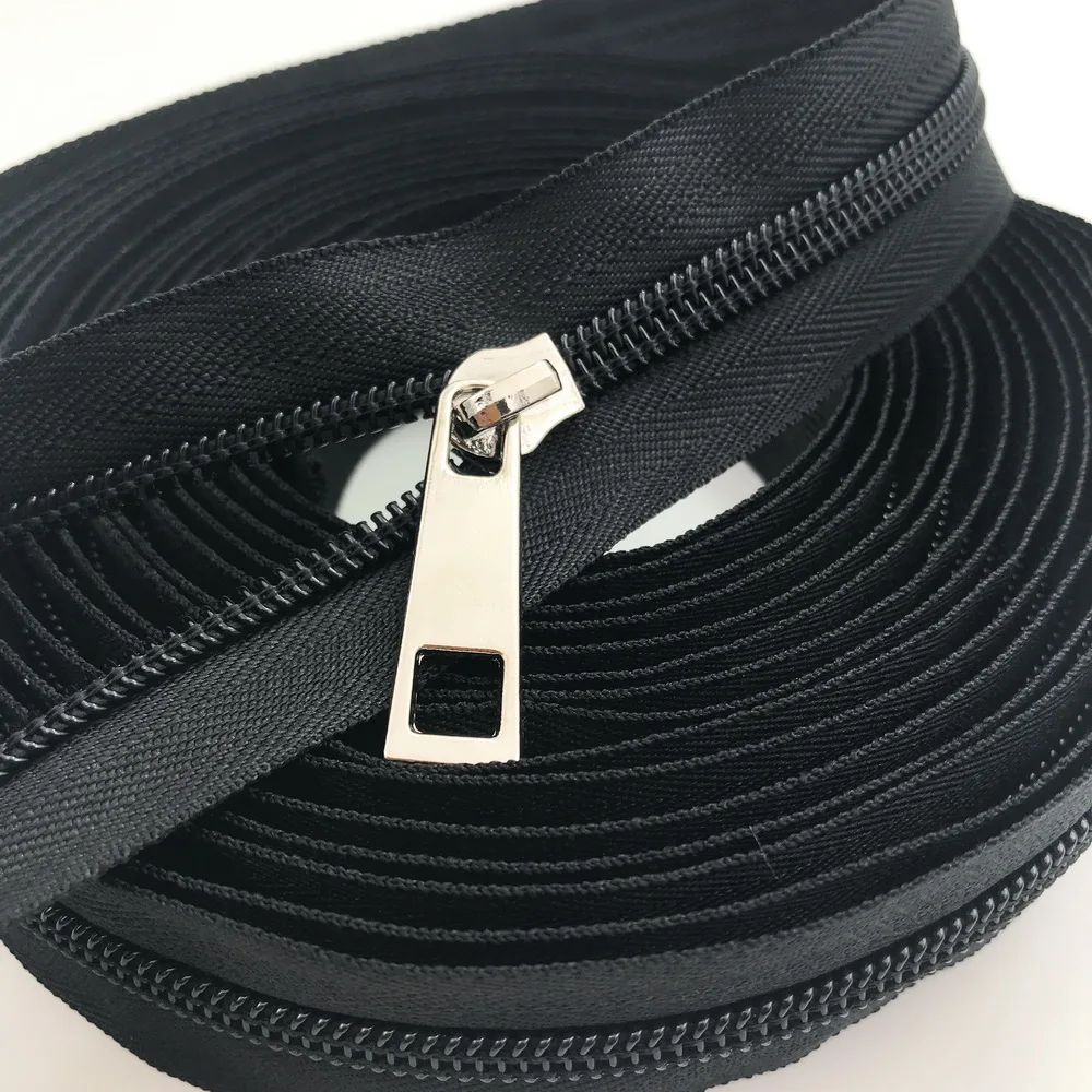5# 5 Meter 24 Colors Nylon Coil Zippers by The Yard with 10pcs Sliders for Sewing Sports Coat Bag Garment Clothing Accessory