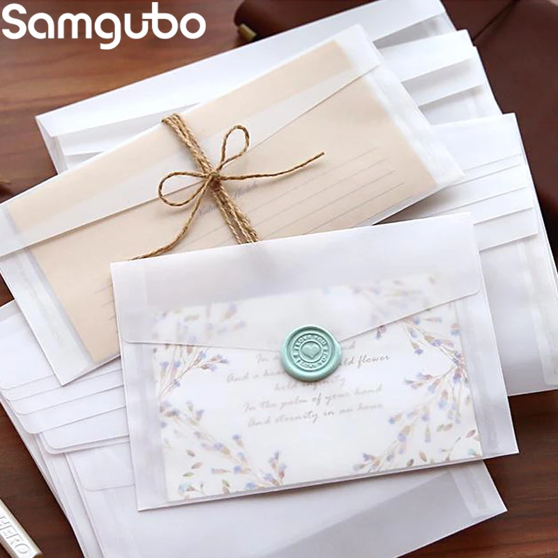Sobres de papel translúcido transparentes personalizados, juego de sobres de invitación de boda Vintage, carta para tarjetas, 10 unidades por lote