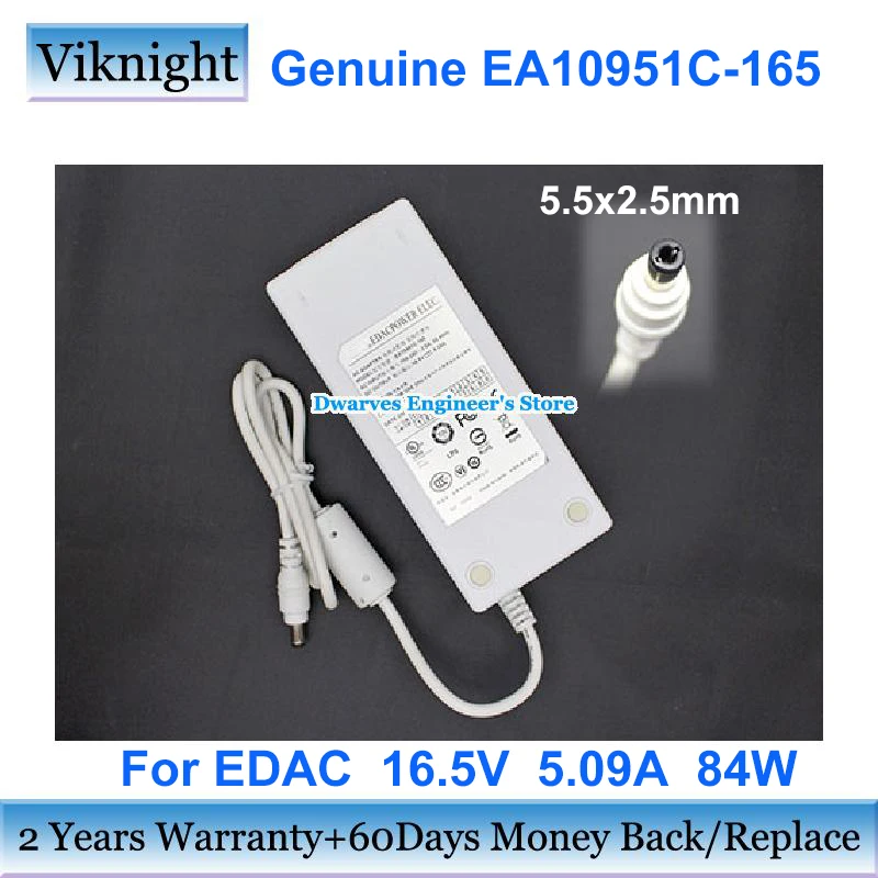 Genuíno EA10951C-165 16.5v 5.09a 84w adaptador ac para edac fonte de alimentação carregador branco 5.5x2.5mm