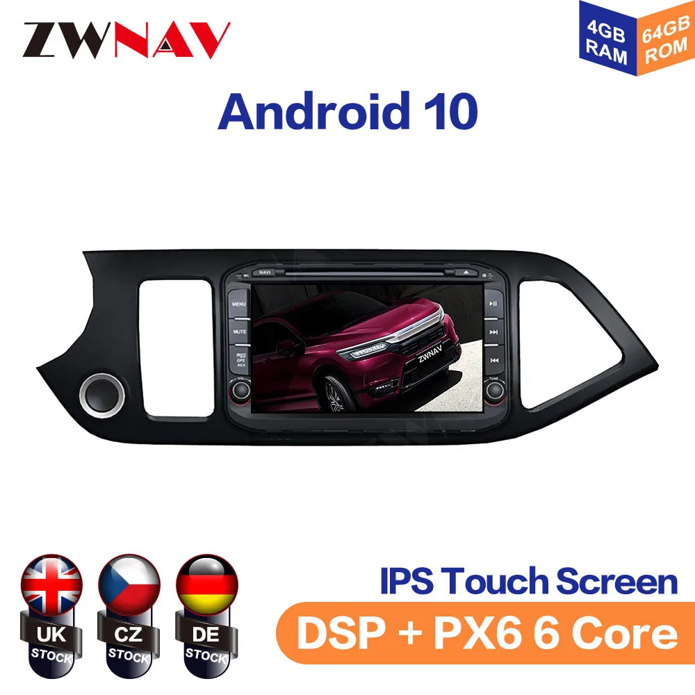 Car DVD Player Android 10 PX5/PX6 GPS Navigation For KIA PICANTO MORNING 2011+ Radio Recorder Stereo Head Unit Multimedia Player