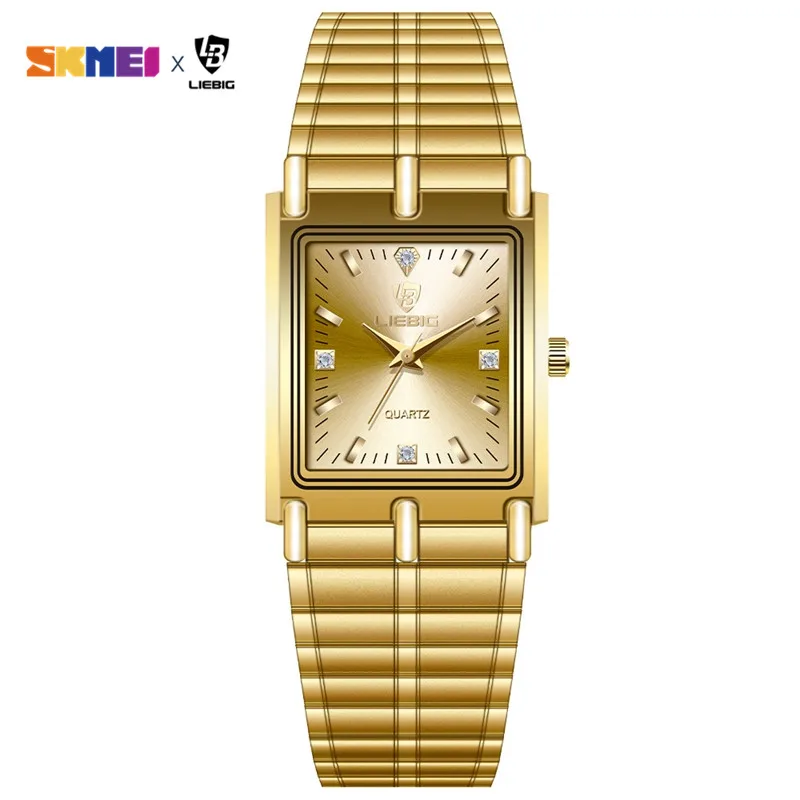 2022 Luxury Gold Steel Bracelet Wristwatches Female Male Clock Golden Quartz Watch For Men Women Watches relogio masculino L1018