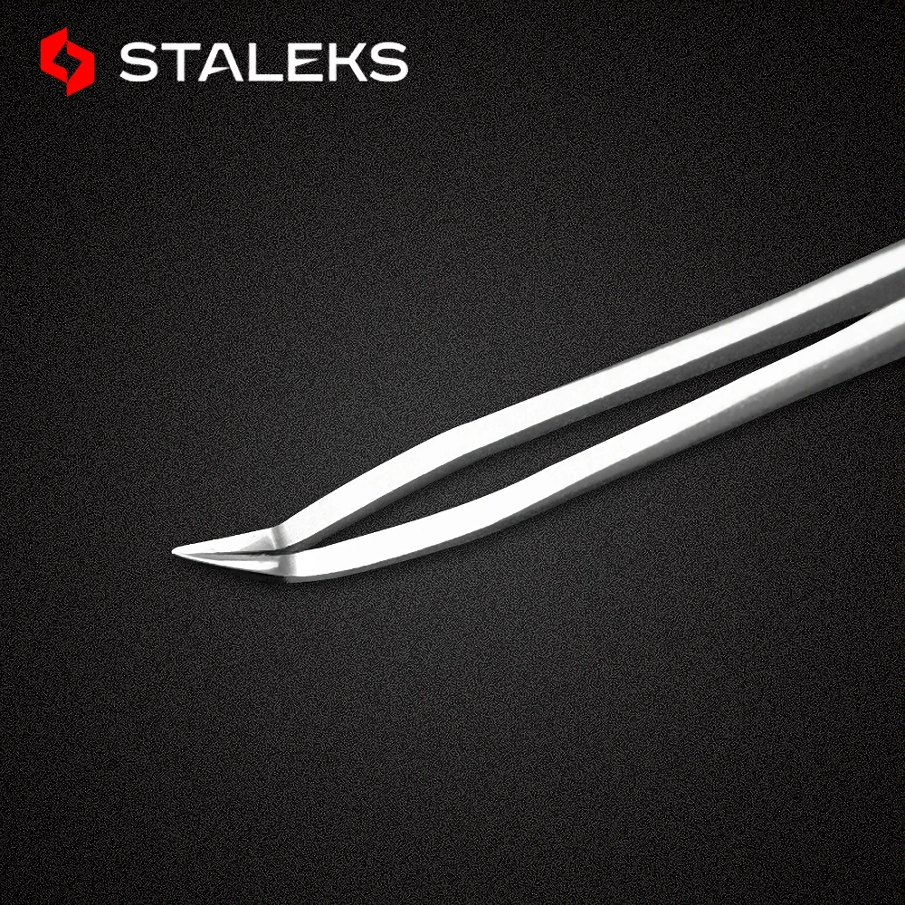 STALEKS PRO TE-40-8 Wave Pattern Embossing Tweezers Grafting Eyelashes Blooming ESD High Precise Hyper Fine Medical Grade AISI