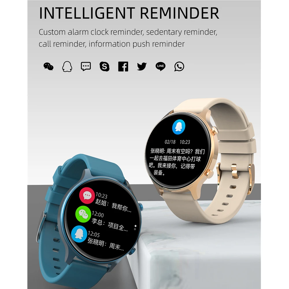 Dk18 relógio inteligente masculino e feminino, tela redonda, à prova d'água ip68, 10 modos esportivos, monitor de frequência cardíaca, para xiaomi gts vs sg3 dt88