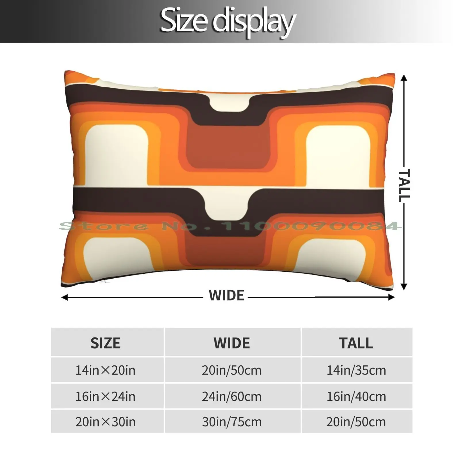 Mid-Century Modern Meets 1970s Orange Pillow Case 20x30 50*75 Sofa Bedroom Mid Century Modern Retro Hippie 1970s 1960s Long