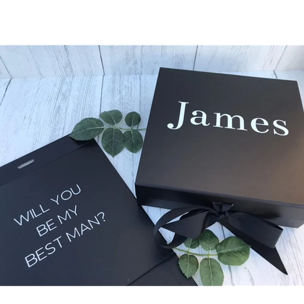 

personalised Black and gold will you be my best man box, custom best man proposal box, luxury groomsmen gift box with name,