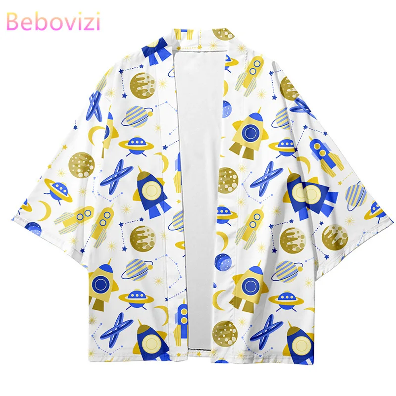 

Plus Size S 6XL Star Print Fashion Beach Japanese Kimono Kimetsu No Yaiba Robe Cardigan Men Shirts Yukata Haori Women's Clothing