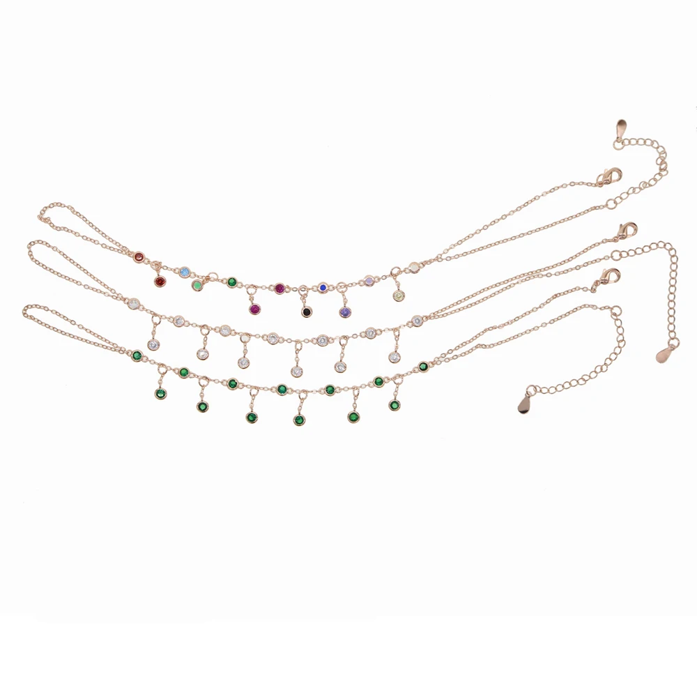 2020 New mix 3 color rose gold color 3mm sparking AAA cz bracelets link chain girl women turkish jewelry pave cz bracelet