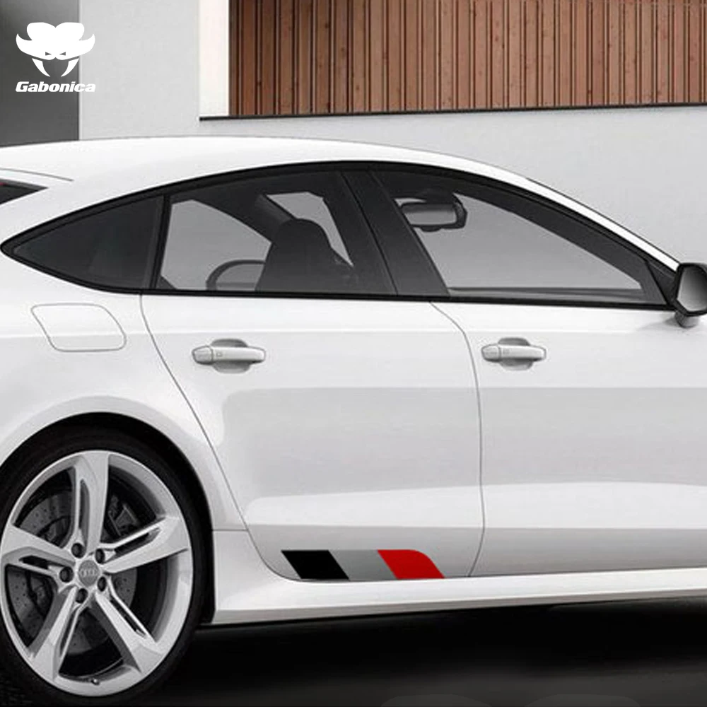 

2 Pcs Tricolor Stripe Car Decal Door Side Stickers For Audi TT A3 A4 A5 A6 A7 A8 B5 B6 B7 B8 8P C6 C5 C7 Q2 Q3 Q5 Q7 Q8 RS4 RS6