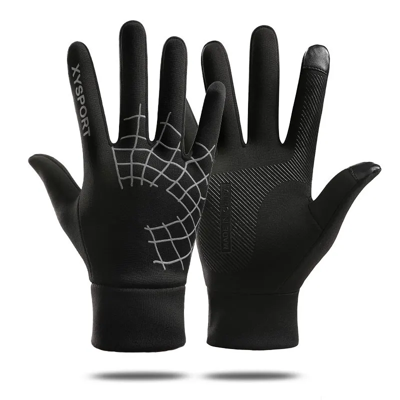 Man Winter Keep Warm Touch Screen Plus Velvet Inside Gloves Mens Fashion Spider Web Print Outdoor Sports Skiing Non-slip Gloves