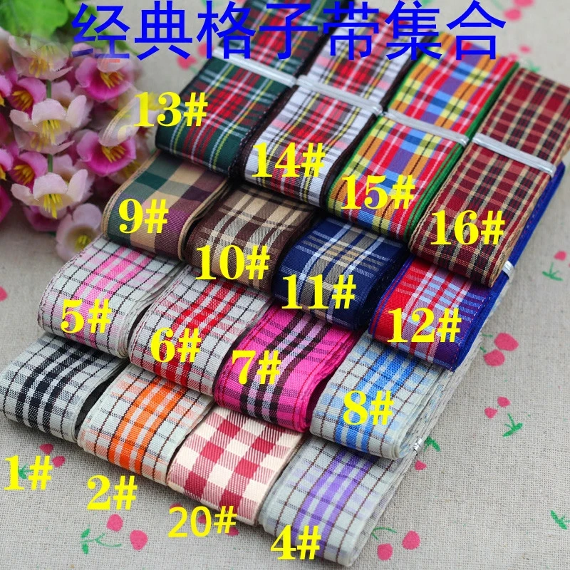 (1 Yards/lot) 2.5cm Multiple Options Scottish Plaid Grid Printed Ribbon for DIY Home Decoration Gift Wrapping Christmas Ribbons