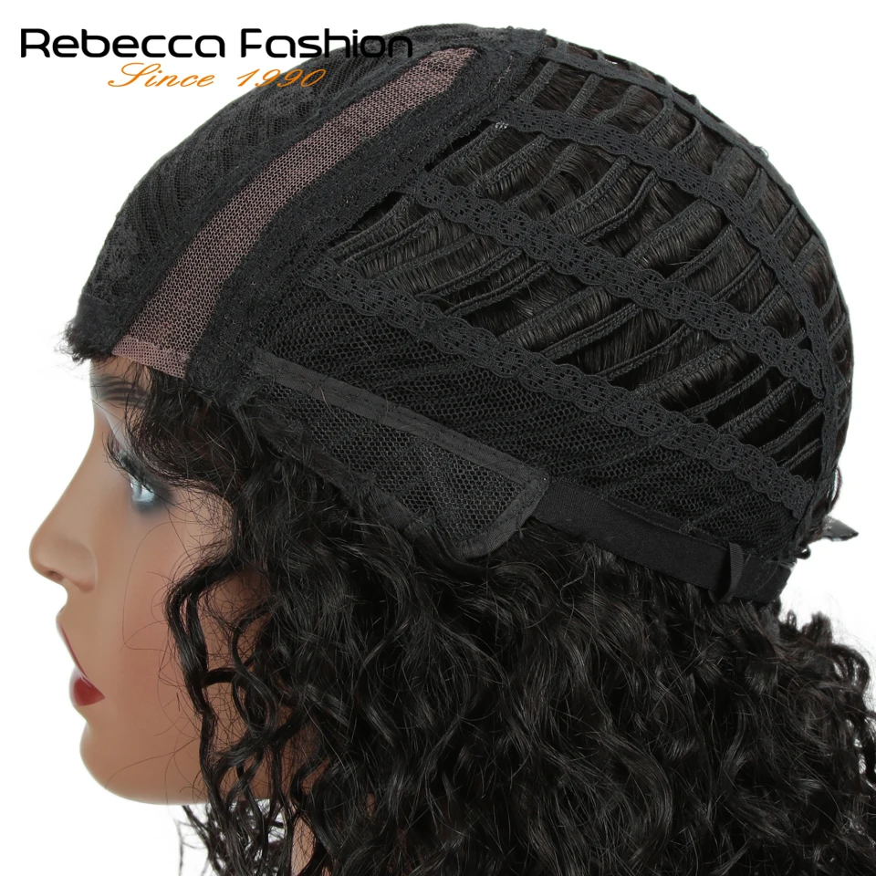 Rebecca-Peluca de cabello humano rizado para mujeres negras, postizo de encaje de onda Natural, pelo Remy peruano, parte L, 2019 de otoño, nuevo