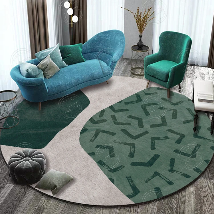 Abstract Art Modern Printed Carpets Floor Mat For Bedroom New Design Geometric Round Carpet Rugs Anti Slip Rugs Home Decoration