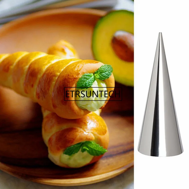 200pcs Stainless Steel Baking Cones Horn Roll Moulds Spiral Croissants Molds Cream Horn Cake Baking Mold Tool