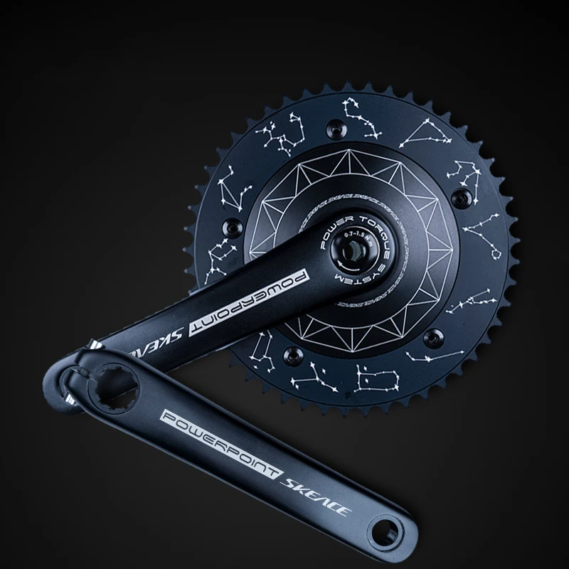 SKEACE Alumniun Alloy Crankset Bicycle Hollow Sealed Cranck set 165mm 49T Chainring Constellation BCD 144 Constellation Pattern