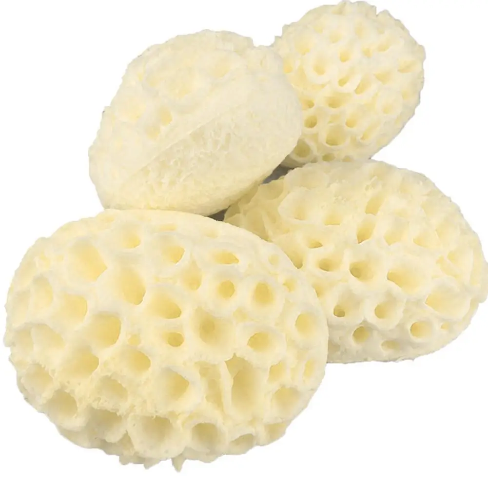 Natural Sea Wool Sponge Exfoliating Massager Pouf for Gentle Dead Skin Removal and Shower Foam Cleansing Facial and Body Washing