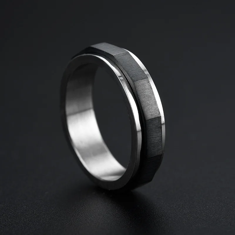 Anxiety Fidget Rings Stainless Steel Spinning Spinner Ring For Men Women 6mm Rhombus Section Lover Couple Rings