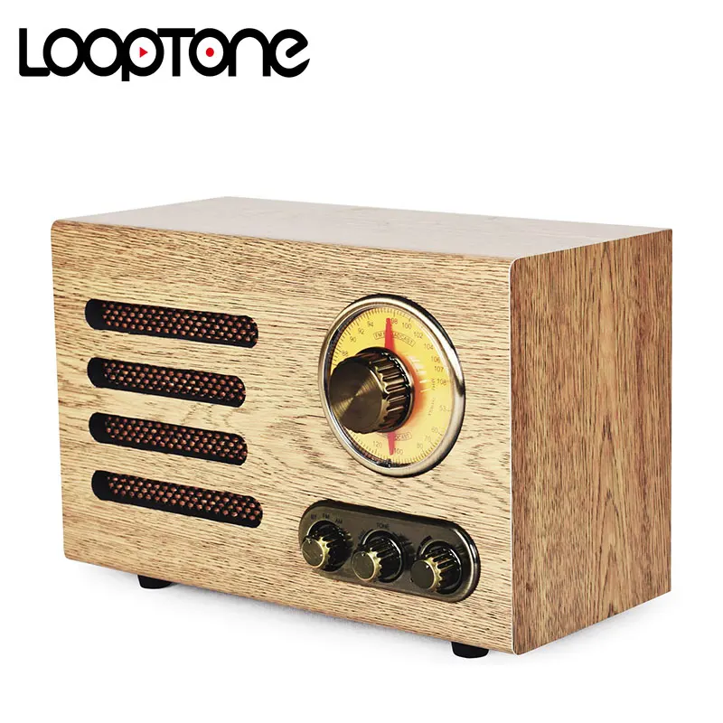 لووب تون Vintage راديو بلوتوث منضدية AM/FM مرحبا فاي ريترو كلاسيكي المنزل المدمج في المتكلم يدويا وضعت الخشب ثلاثة أضعاف و باس التحكم