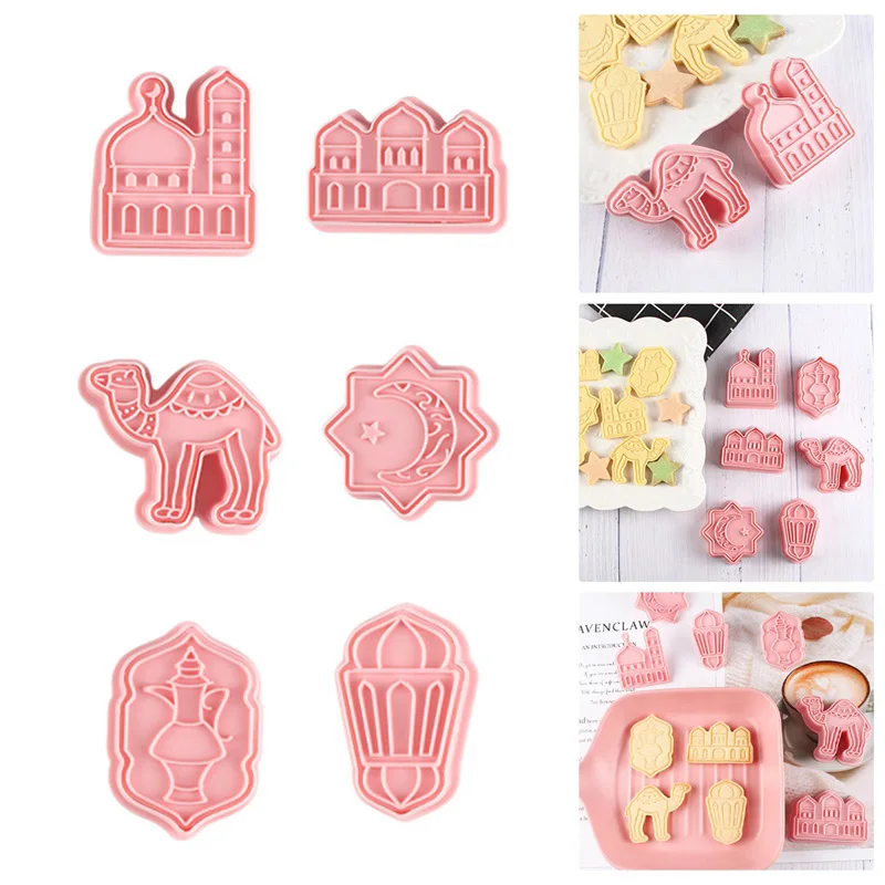 6Pcs EID Mubarak Camel Moon Star Biscuit Mold Cookie Cutters Ramadan Kareem Party Home Decoration Islam Muslim Decor Eid Al Adha