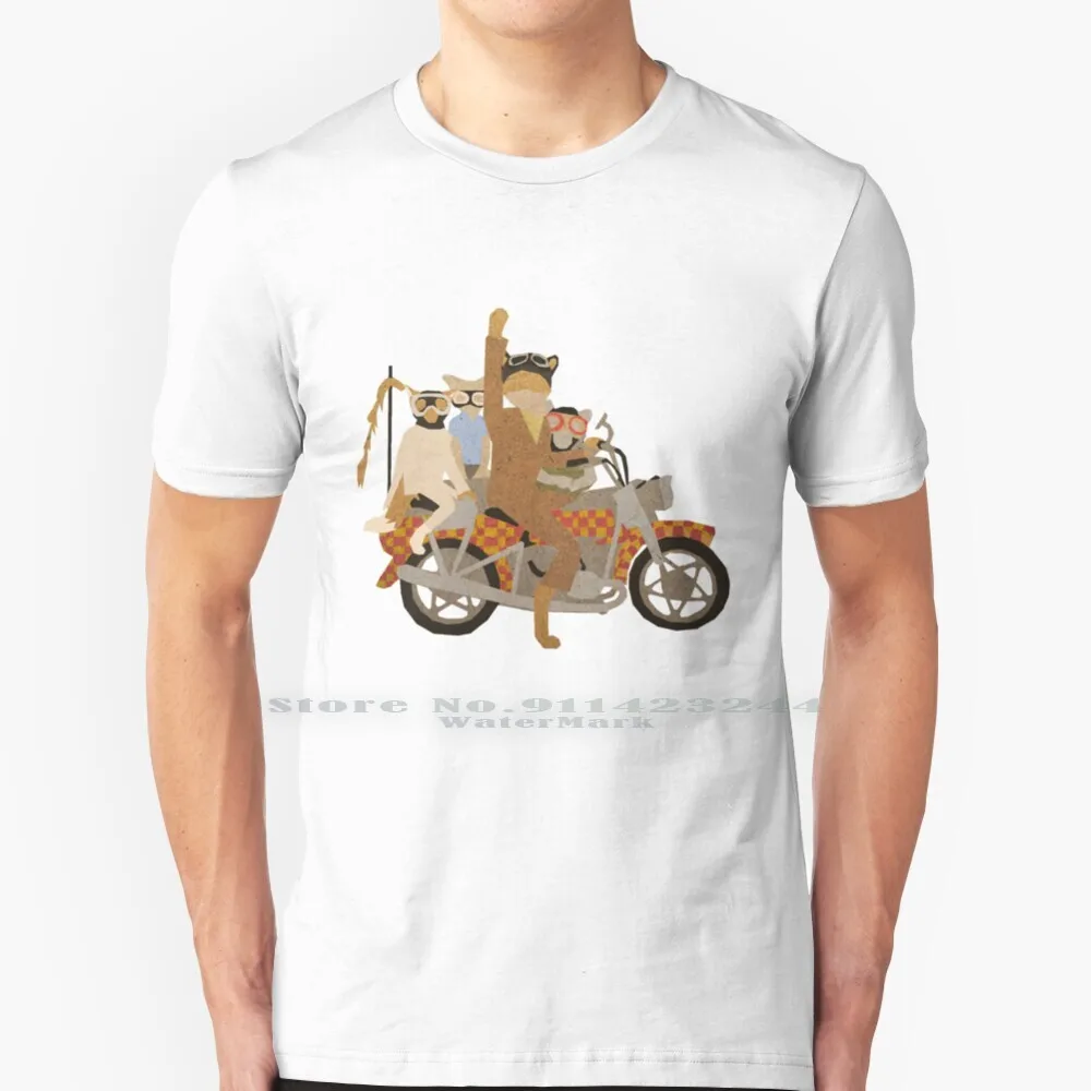 Fantastic Mr Motorcycle 100% Cotton T Shirt Fantastic Mr Fox Wes Anderson Motorcycle Roald Dahl Cardboard Tee Short Sleeve Long