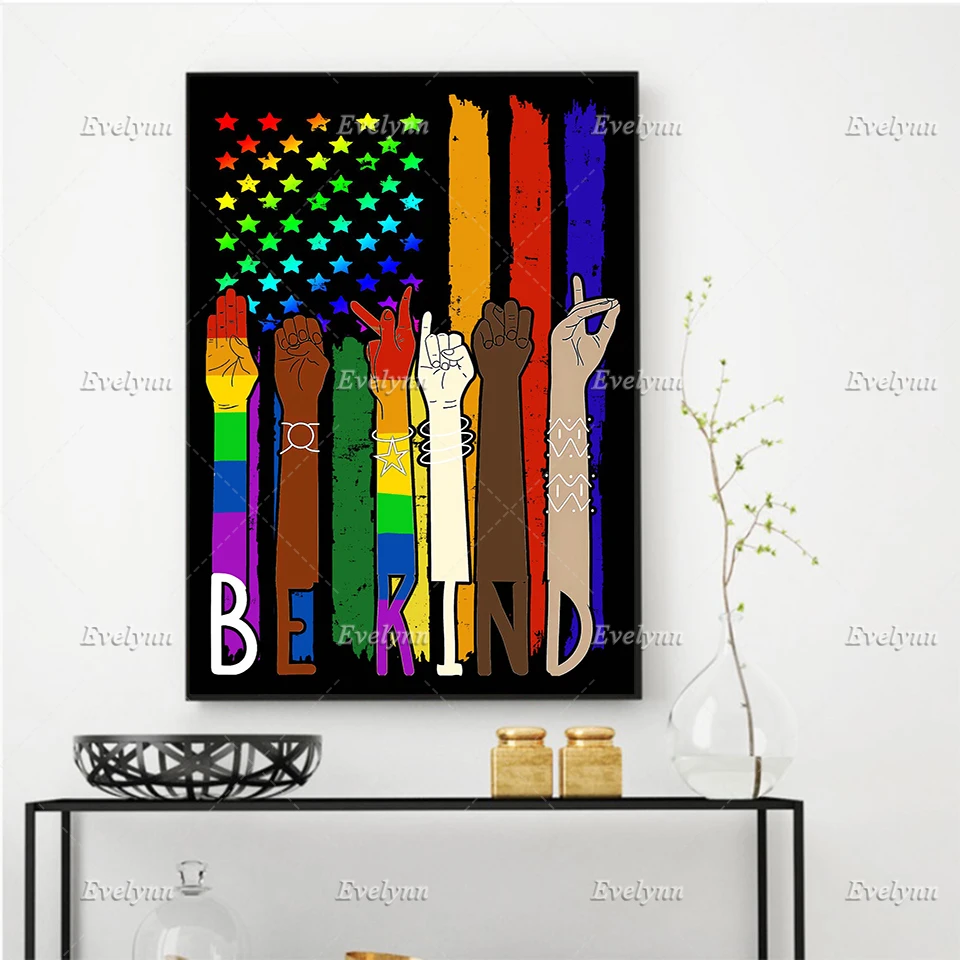 Be Kind Poster/ Kindness/ Equality Poster/Love Is Love/Living Room Wall Art Prints Home Decor Canvas Unique Gift Floating Frame