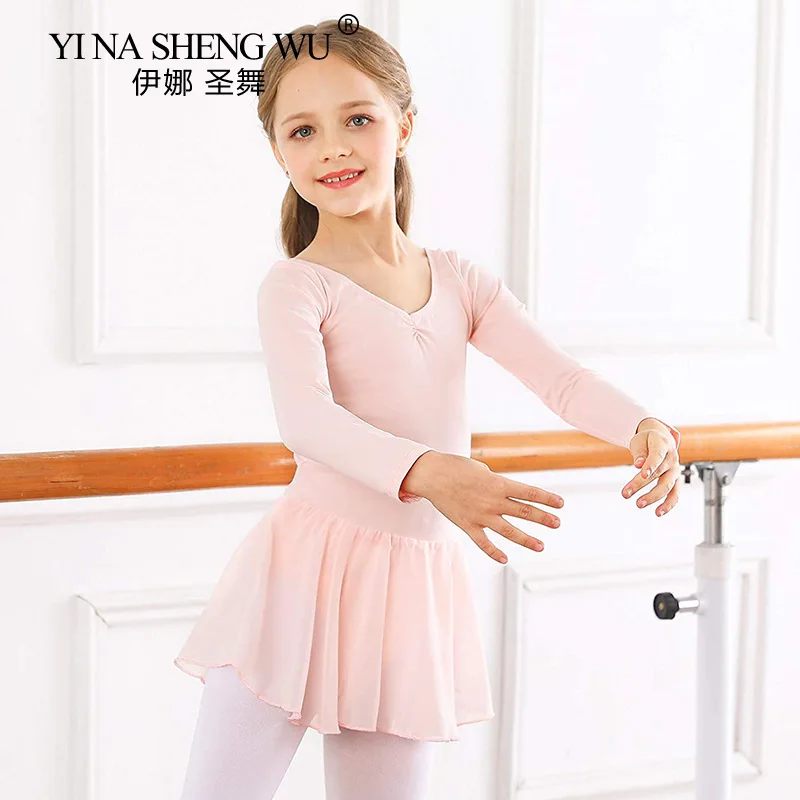 Robe de Ballet en coton pour filles, justaucorps de gymnastique pour enfants, manches longues, vêtements de danse pour pratique du Ballet