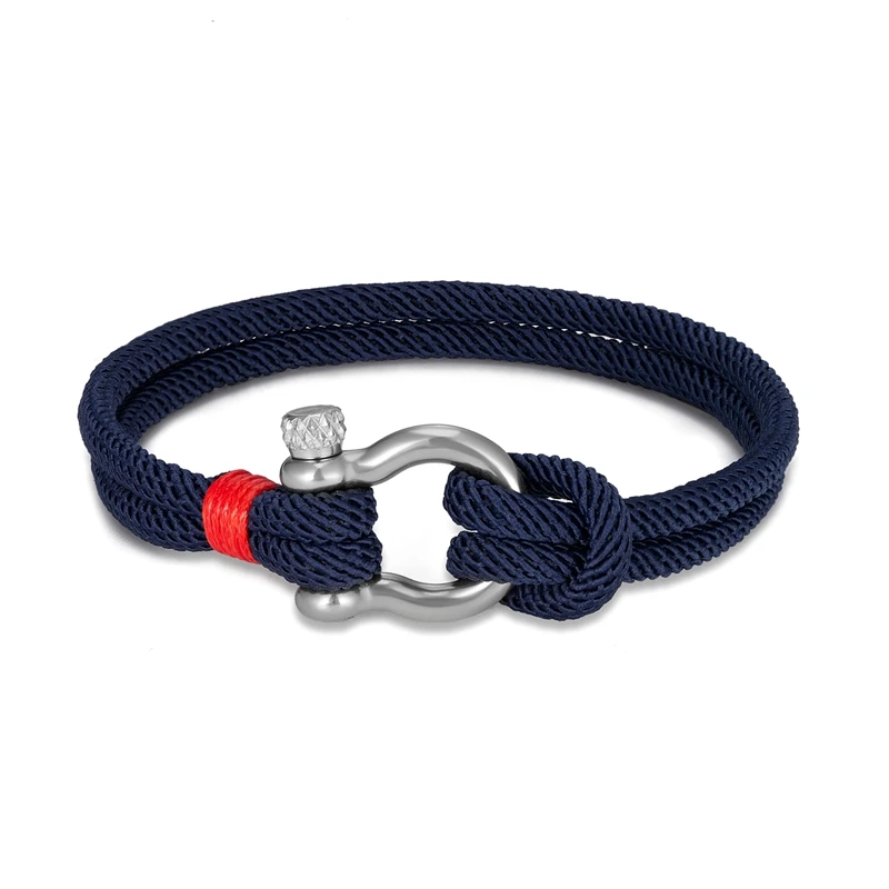 MKENDN Men\'s Nautical Double Strand Shackle Clasp Survival Bracelet Women Outdoor Camping Rescue Emergency Sailing Rope Jewelry