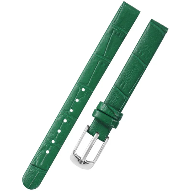 Top Quality Women Girls Soft Plain Matte Genuine Leather Watchbands Many Colors Watch Band 8mm 10mm Silver Pin Buckle Strap