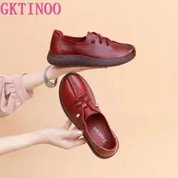 GKTINOO Loafers Genuine Leather Sneakers for Women 2024 Flat Heel Women's Autumn Shoes Ladies Cowhide Moccasin Woman Flats