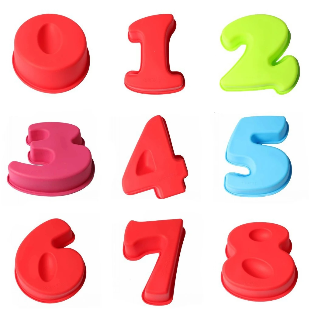 0/1/2/3/4/5/6/7/8 Small Silicone Number DIY Cake Mould Birthday Baking Mold Tool Decor Fondant Tools Wedding Accessories k933