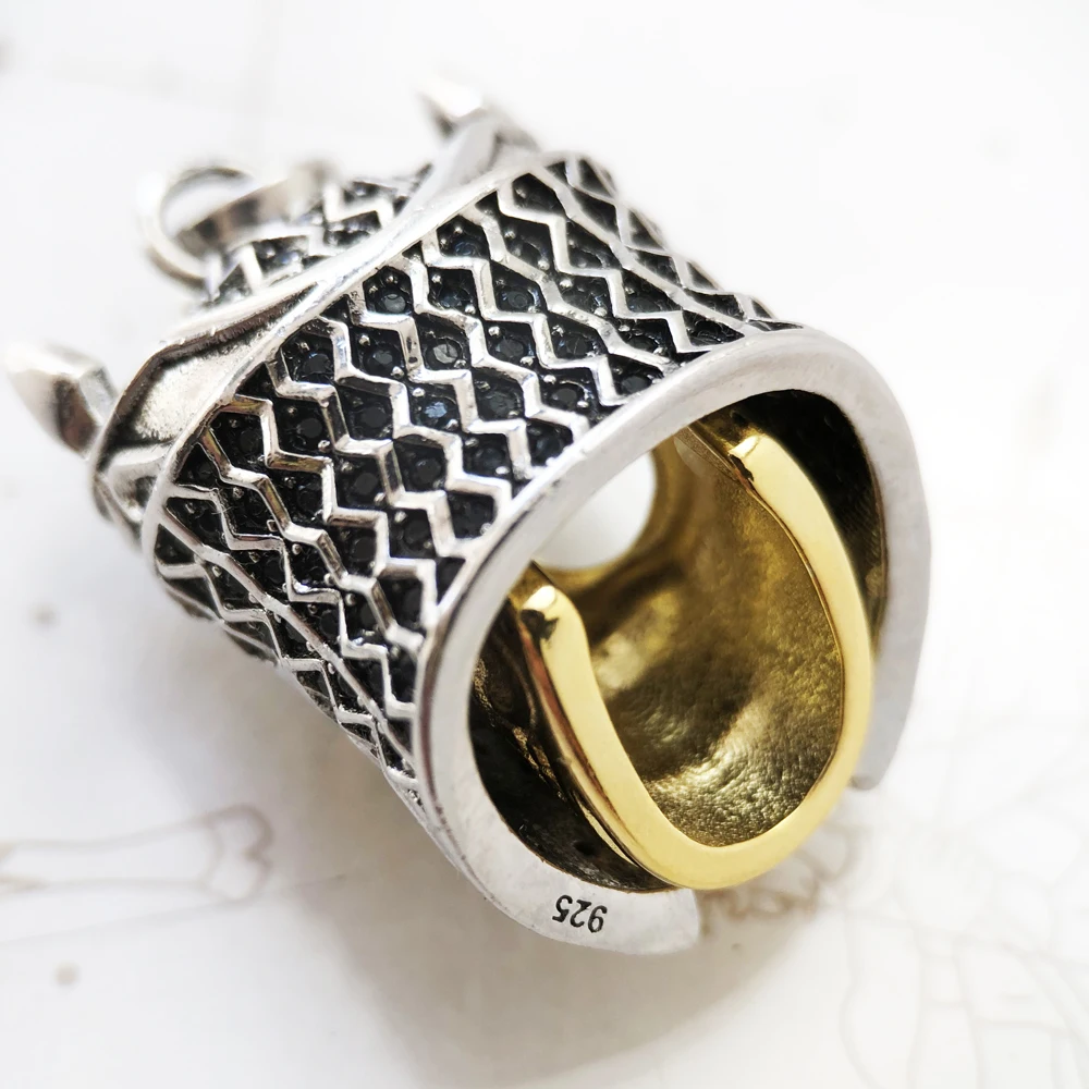 Pendant Skull Knight Brand New Vintage Fine Jewelry Europe 925 Sterling Silver Accessories Rebel Gift For Women Men