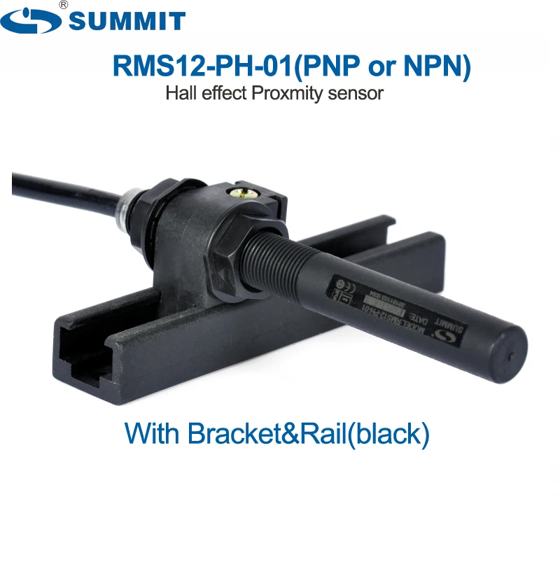 Half-threaded high sensitive RMS12-PH-01 NPN or PNP clylindrical hall effect magnetic sensor proximity switch