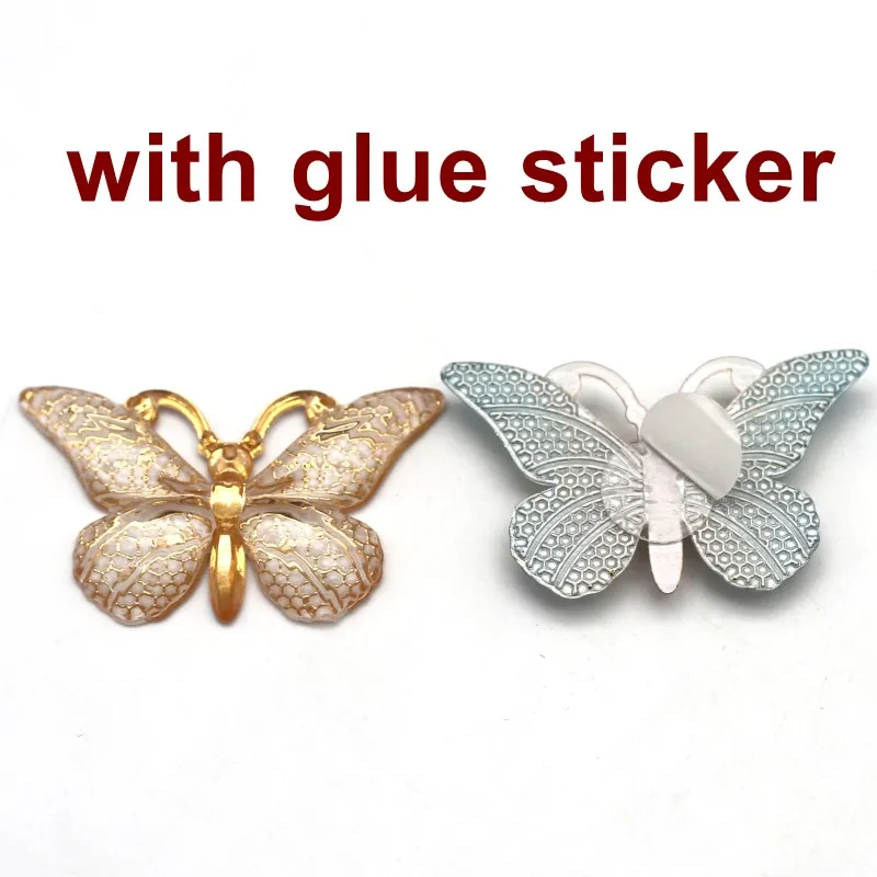 23*38mm Bling Colorful Butterflies Self-Adhesive Patch Acrylic Flatbacks Sticking Drill DIY Clothing Jewelry Home Supplies 10pcs