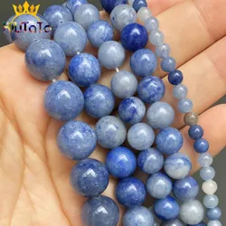 Natural Stone Blue Aventurine Beads Loose Spacer Beads For Jewelry DIY Making Bracelet Accessories 15'' 4 6 8 10 12mm