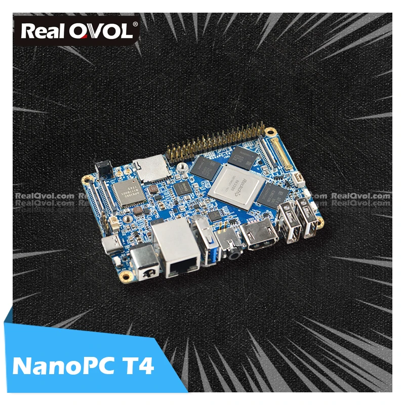 RealQvol NanoPC T4 Minimal Rockchip RK3399 Soc 4GB RAM 16GB eMMC AI and deep learning applications Dual-band wifi M.2 PCIe NVME