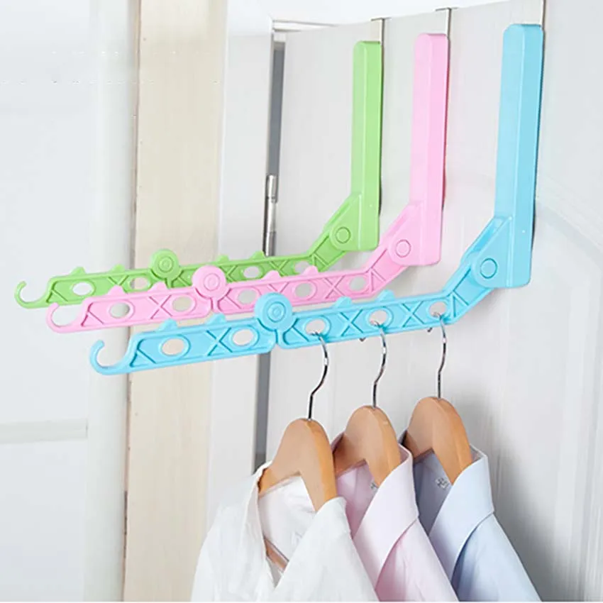 Foldable Over The Door Hook Portable Folding Travel Hanger Dormitory Bathroom Home Storage Nail-free Hanger With 6 Holes