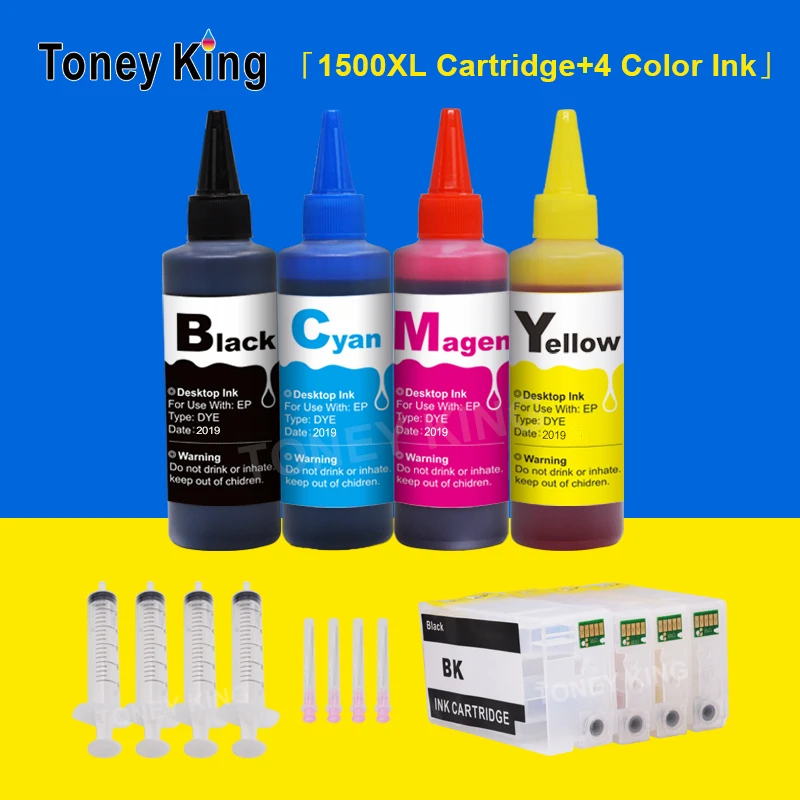 

Toney King PGI-1500 Refillable Ink Cartridge + 4 Bottle Dye Ink for Canon MAXIFY MB2050 MB2150 MB2350 Inkjet Printer for PGI1500