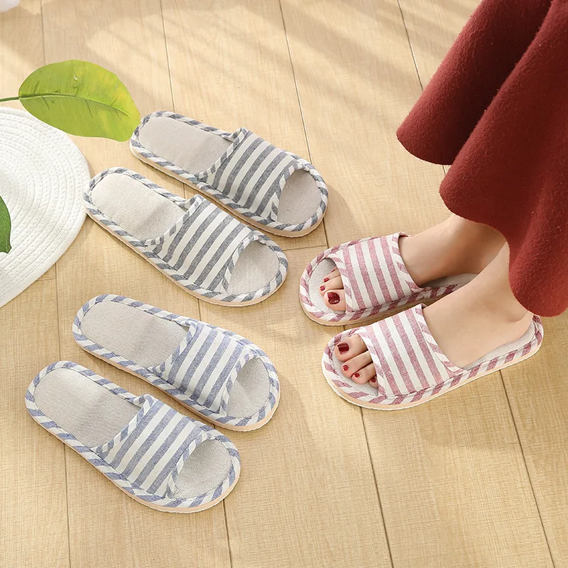 New Women Indoor Floor Flat Shoes Spring Autumn Linen Flip Flops Home Slippers Female Slipper Comfortable Zapatillas de hombre