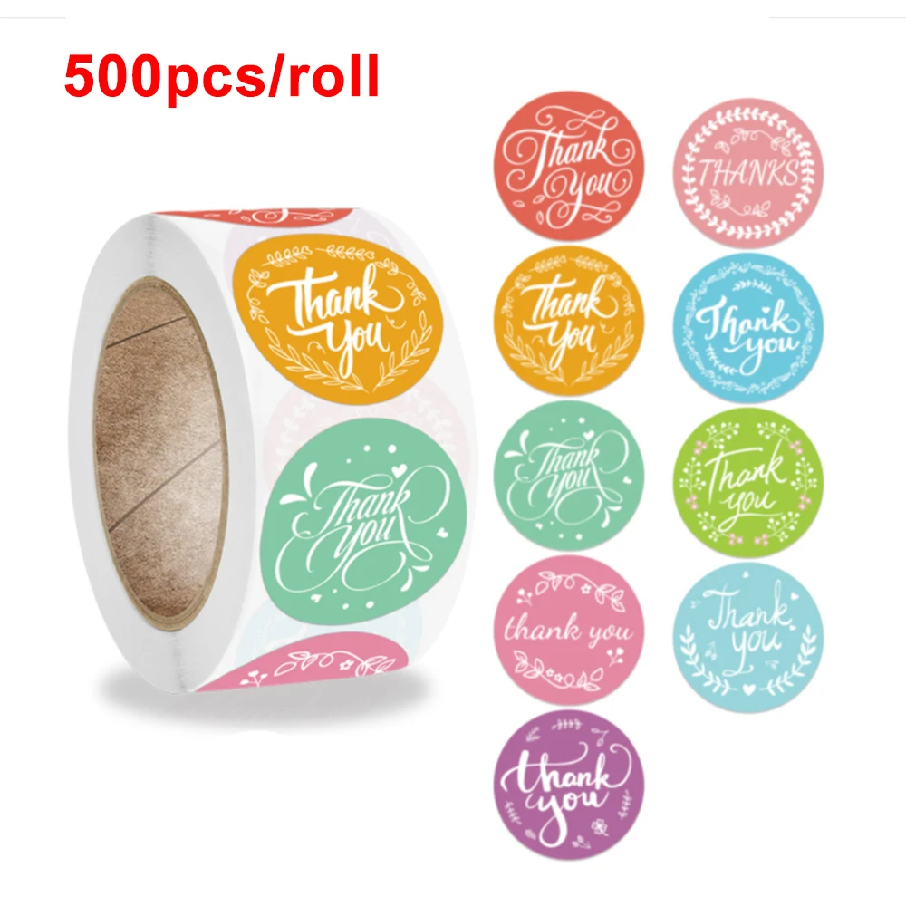 9 Type Flora Thank You Roll Stickers Birthday Party Wedding Gift Decoration Thank You Paper Stickers Sealing Labels Customerize