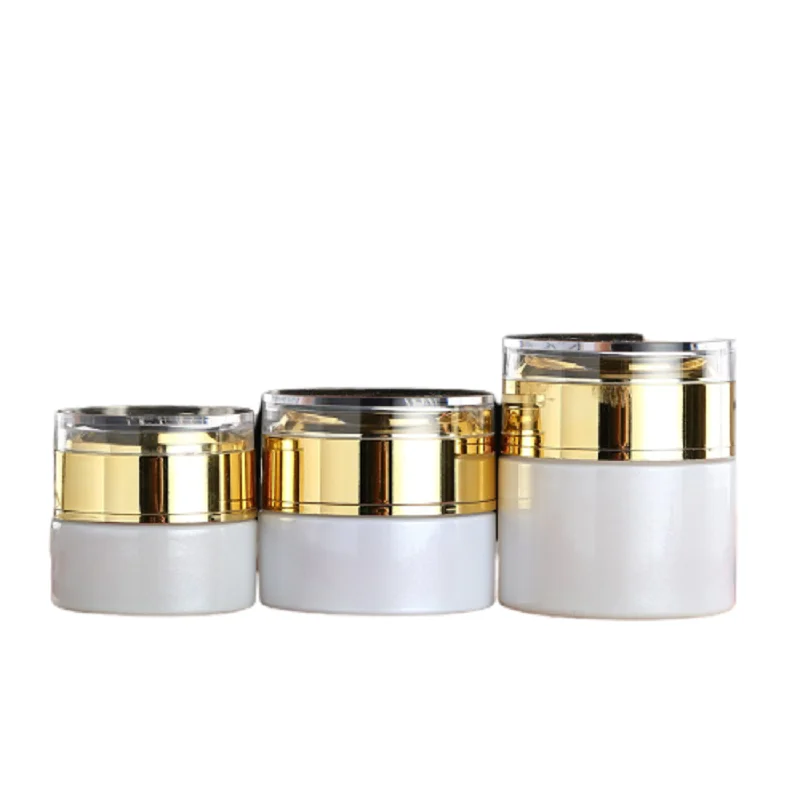 20/30/50G Cosmetic Cream Jar White Refillable Emulsion Lotion Pump Bottle Gold Acrylic Lid 20~80ML Empty Glass Mist Spray Bottle