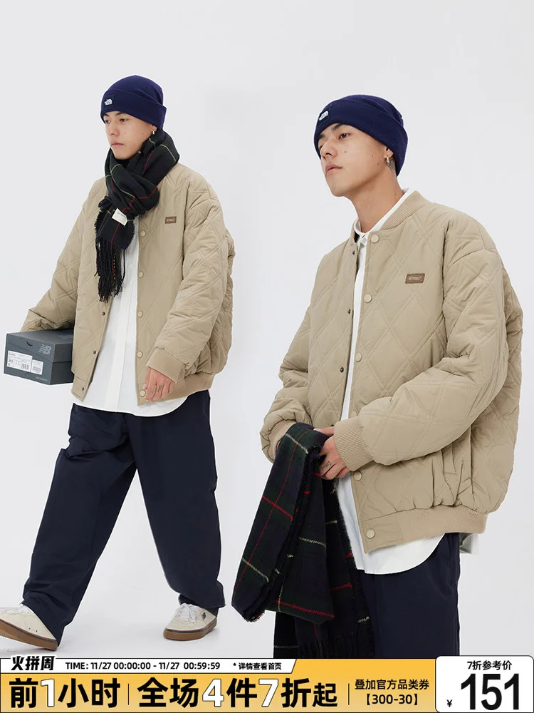 

Mr. Jiangnan cityboy Lingge mens winter parkas coat men's cotton clothes tide brand loose couple work clothes cotton clothes