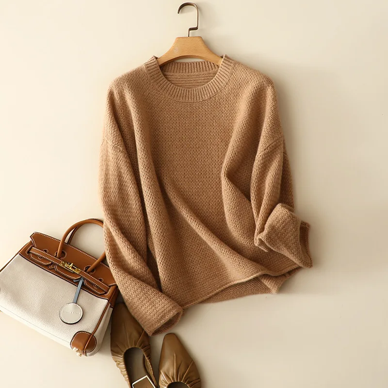 

high quality 100% cashmere sweater knitted feamle fashion winter pullovers oversized thick softness knitwear