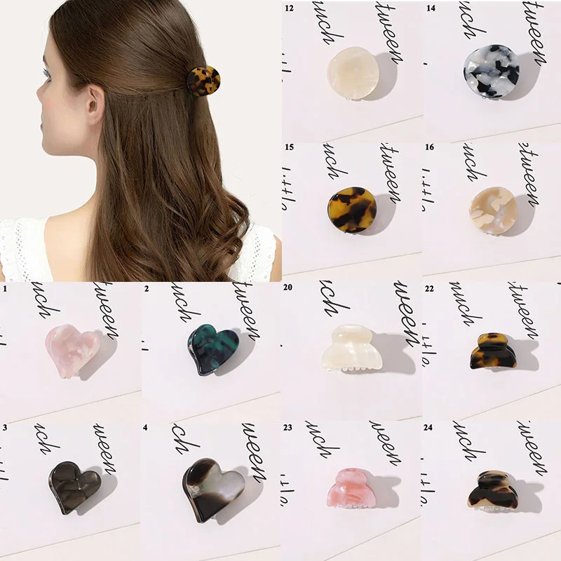 Cakar Rambut Mini Wanita Jepit Rambut Kecil Asetat Jepit Rambut Warna Solid Baret Print Leopard Aksesori Rambut Jepit Rambut Akrilik Geometris