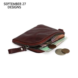 Mini Coin Purses Genuine Leather Luxury Car Key Bag Vintage Wrinkled Cowhide Storage Coin Pouch Small Credit Card Wallet