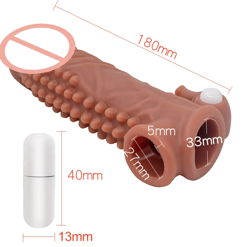 Reusable Condoms With Spikes Thick Nozzle Cock Enlargement Extender Delay Ejaculation Cockring For Men Penis Sleeve Sex Toys