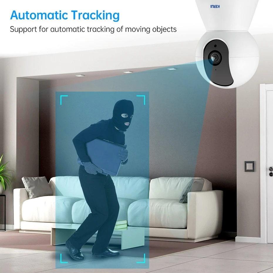 KERUI 5MP 8MP 4K HD Tuya Mini cámara IP WiFi inteligente cámara de vigilancia CCTV de seguridad inalámbrica para interiores con seguimiento