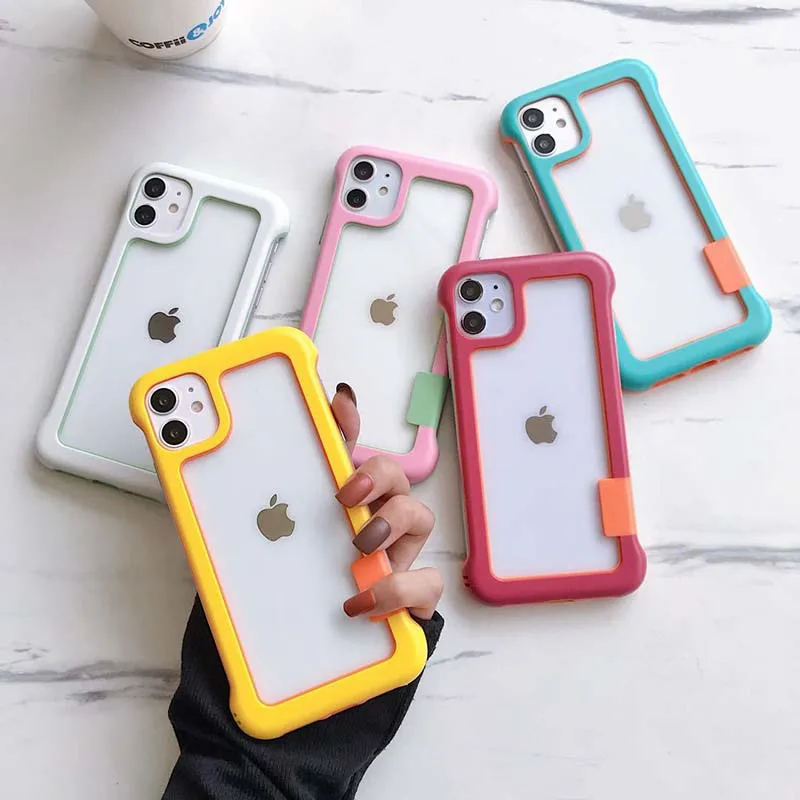 Frameless Bumper Case For iPhone 16 15 14 13 12 Mini 11 Pro Max 7 8 Plus XS Max XR SE Dual Color Border Soft tpu PC Cover Skin