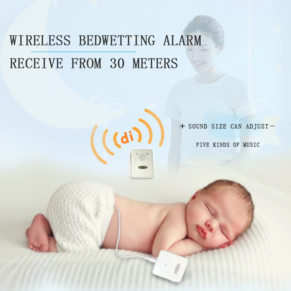 MoDo-king Wireless Reception Distance 30 Meters Bedwetting Alarm For Baby Kids Music Reminder Enuresis Alarm Nocturnal Enuresis