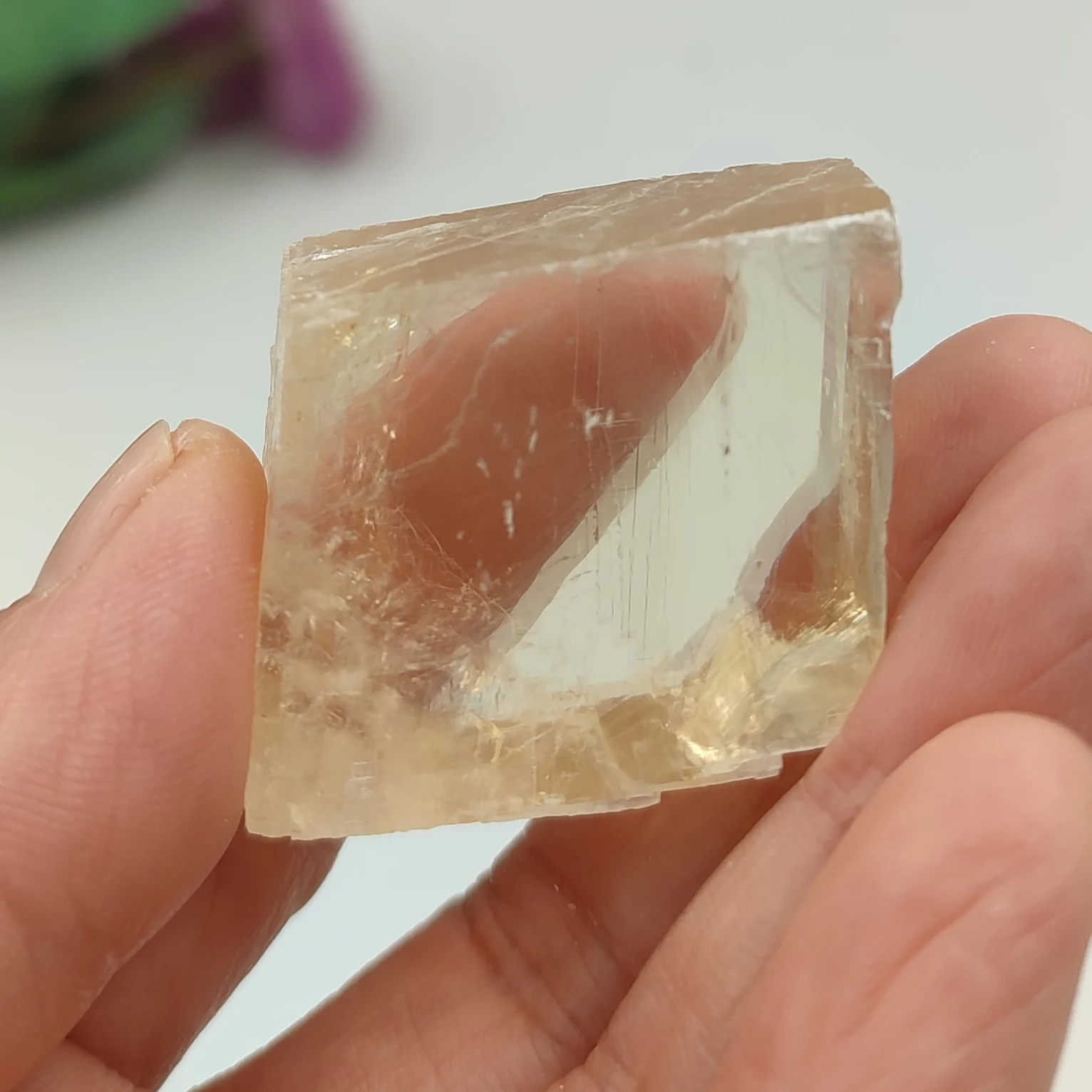 100g Natural Clear White/Yellow Cubic Calcite Iceland Spar Mineral  Specimen Raw Stone Crystal Quartz Healing Reiki Gemstone